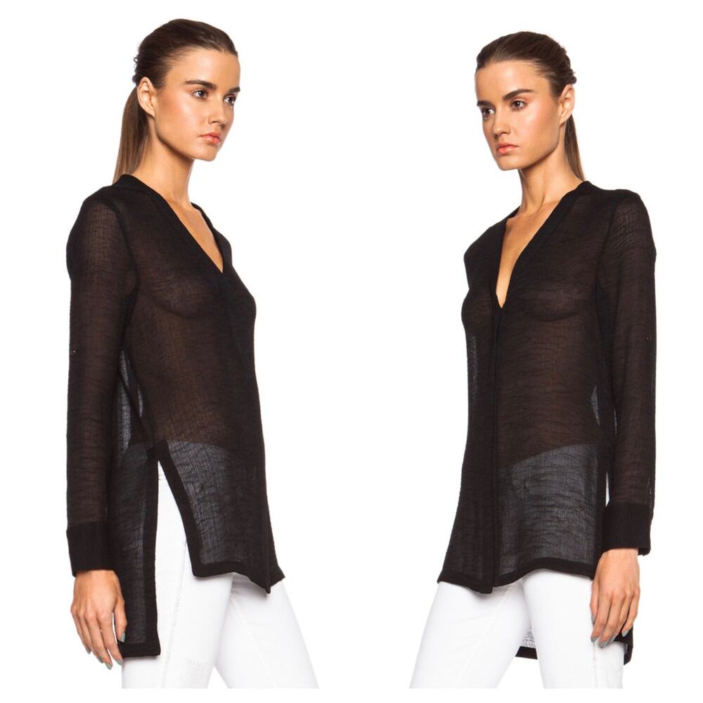 Helmut Lang Black Swift Button Down Triacetate-Bl… - image 7